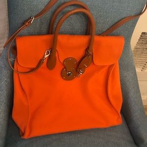 Ricky tote,canvas Tangerine bag.